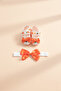 0-3 Months Newborn Orange Patterned Orange-White Baby Bandana Booties Set - 2