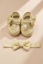 0-3 Months Newborn Stone Bow Baby Bandana Booties Set