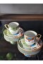 Handmade 4 Piece Porcelain Turkish Coffee Cup Set for 2 People Hybrid 6 Series