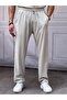 Men's Gray Elastic Waist Lace-Up Slim Fit Twill Pattern Jogger - 6