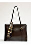 Women's Zippered Scarf Brown Shoulder and Shoulder Bag