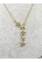 Gold Y Necklace with Stones and Stars - 2