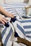 Liva Pompom Navy Blue Sofa Cover 115 X 200 cm Sofa Divan Sofa Bed Armchair Cover Shawl with Tassels - 3