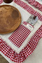 4-Piece Pocketed Linen Checked Ruffle Detail Placemat/Serving Plate - 2