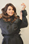Plush Faux Fur Oversleeve Fluffy Cuff Wristband - Vegan Astragan Black - 6