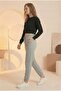 Women's Corded Waist and Elastic Leg Three Thread Fleece Inside Knitted Sweatpants Jogger Gray - 2