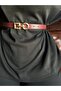 Spire Interlocking Ring Pattern Women's Gold Buckle Belt Coat Belt Dress Belt Trouser Belt - 2