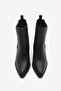 Women's Pointed Toe Double Elastic Thick Heeled Boots Solav Black - 5