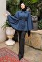 Indigo Belted Cashmere Poncho - 2