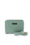 Mint Green Shk266 Faux Leather 9 Compartment Wallet with Zipper Closure, Card Holder and Coin Compartment