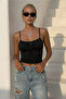 2547 Black Strap Blouse with Lace Front - 3