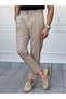 Men's Beige Buckle Detailed Double Pleated Italian Cut Trousers - 2