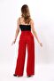 Red High Waist Wide Leg Trousers - 8
