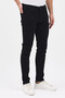 Men's Plain Dark Black Cotton Flexible Lycra Denim Jean Jeans Trousers - 3