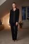 Women's Long Sleeve Buttoned Pajama Set Black 100% Cotton