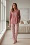 Women's Long Sleeve Pajama Set Dusty Rose 100% Cotton - 2