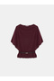 10838 Wool Blend Belted Boat Neck Sweater-Burgundy M. - 6