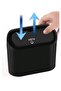 Compact Car Trash Can Dustbin with Door Side Hanging Design Black - 4