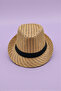 Striped Summer Straw Panama Trilby Hat