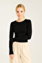 Soft Touch Women's Black Round Neck Flexible Casual Blouse - 2