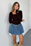 Brown Square Neck Finger Detailing Buzzy Fabric Slim Fit Body-Blouse - 5
