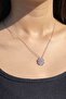 Zircon Stone Open Clover Heart Stainless Steel Silver Chain Women's Necklace - 2