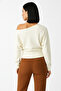 Women's White Off-Shoulder Modal Textured Blouse - 2