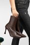Elara 9 cm Thin Heeled Zippered, Pointed Toe Brown Women's Sock Brown Boot
