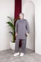 Moda Efsa Women's Gray Hijab Clothing Elegant Stone Detailed Tunic & Trousers Two-Piece Suit - 7