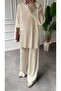 Women's Side Tie Knitwear Hijab Set - Stone - 4