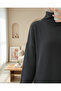 Turtleneck Slit Ribbed Knit Tunic -Anthracite - 4