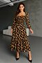 Women's Leopard Print Guiped Belted Wrapped Fabric Dress - 2