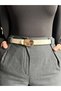Hoard Mirror Patterned Women's Gold Buckle Belt Jacket Belt Dress Belt Trouser Belt