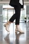 Short Heeled Zippered Metal Knot Detailed Women's Cream Boots Bootie - 2