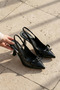 Beryls Women's Thin Bow Tie Bow Pointed Toe Heeled Summer Shoes Black - 2