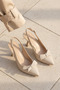 Beryls Women's Thick Bow Tie Pointed Toe Heeled Summer Shoes Beige - 2
