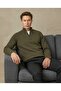Altınyıldız ACE049261230 Khaki Melange Bato Neck Half-Zip Standard Fit Knit Sweater - 6