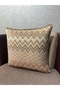 Imported Silk Velvet Chevron Patterned Brown Throw Pillow Cover 43X43Cm (Double Sided Pattern) - 4
