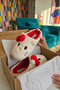 Hello Figured Ribbon Detailed Fluffy Animal Figured Slippers Women's Home Slippers - 2