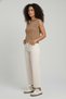 Camel Hair Melange High-Neck Zipper Crop Knit Vest Soft Sleeveless Sweater - 3