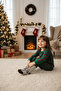 Floral Christmas Tree Themed Anti-Slip Children's Socks - Br01