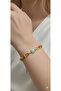Women's Light Blue Color Evil Eye Beaded Yellow Chain Steel Bracelet - 4