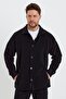 Men's Oversize Black Fleece Cardigan - Non-Pilling, Cold-Proof, Shirt Collar Rf0312 - 5
