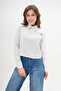 Women's Custom Designed Collar, Cuff Buttoned, Striped Trimmed Crop Blouse Shirt - 7