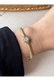 Fish Scale Single Stone Bracelet Stainless Steel Gold Zircon - 6