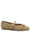 Women's Ballerina Shoes - Feles Wicker Bow Detailed Design Beige Model - 4