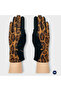 Syt Women's Leopard Patterned Flexible Suede Touchscreen Gloves |   Stylish Winter Model with Buckle