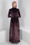 SIDE BINDING DETAILED VELVET EVENING DRESS 50281 - 3