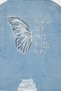 Girl's Ripped Back Butterfly Embroidered Trendy Denim Jacket for Ages 7-12 - 2099 - 5