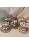 Blue Porcelain Hand Painted Coffee Cup Set and Turkish Delight Holder Set - 7
